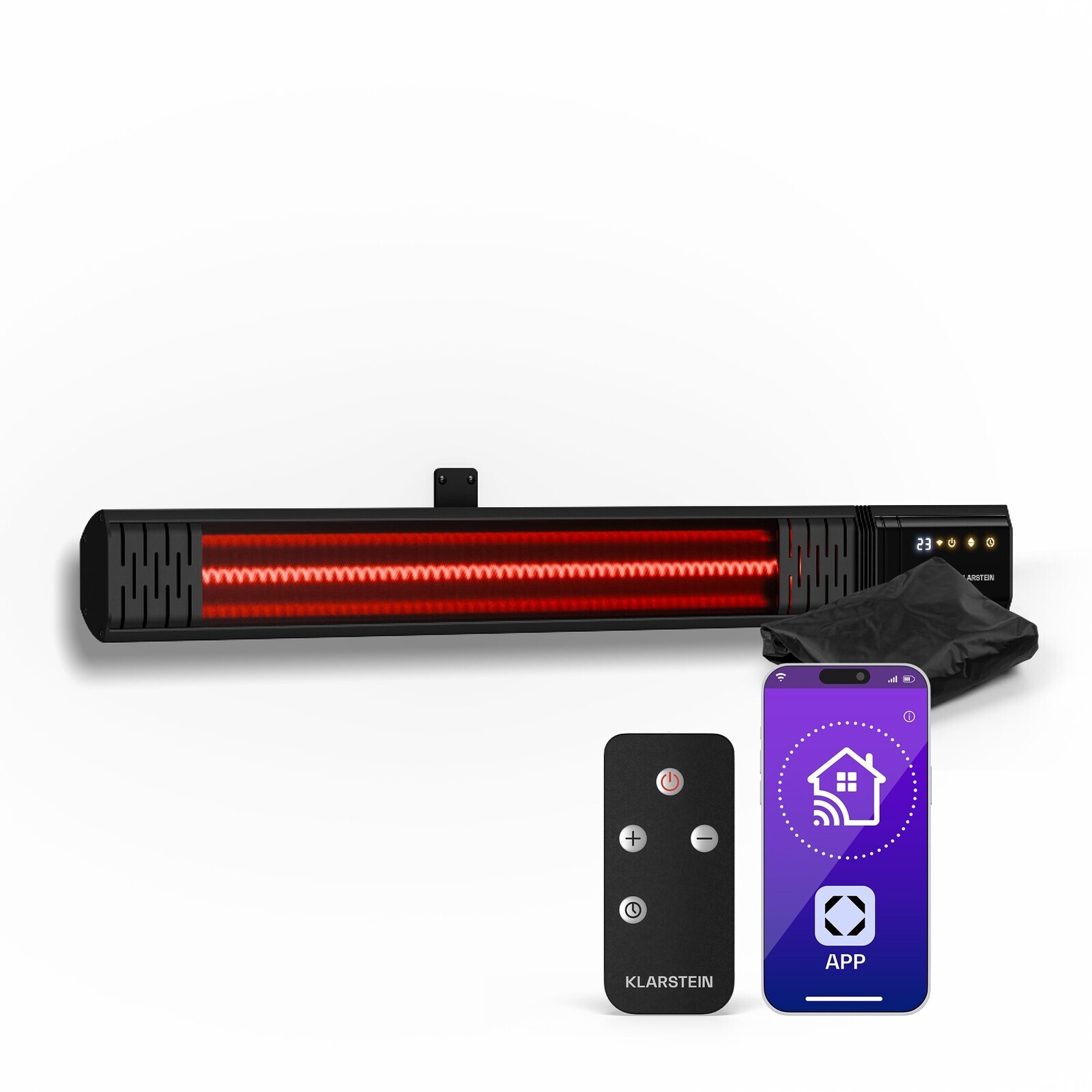 Klarstein Phantom infračervený ohrievač na stenu | 2000 W | 15 m² | Výkonný a tenký | 84 cm x 10 cm