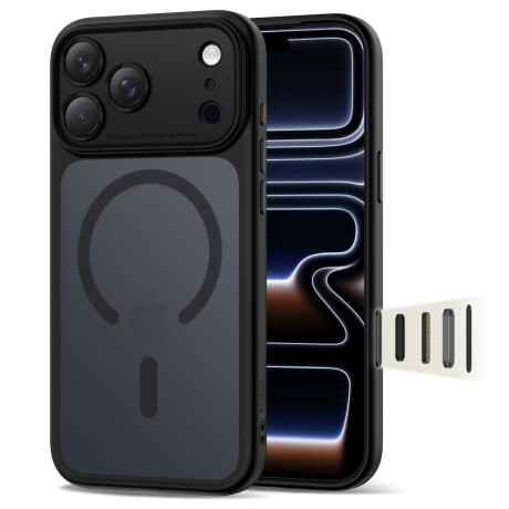 Tech-Protect MagPeak MagSafe CC kryt na iPhone 17 Pro Max, matný čierny
