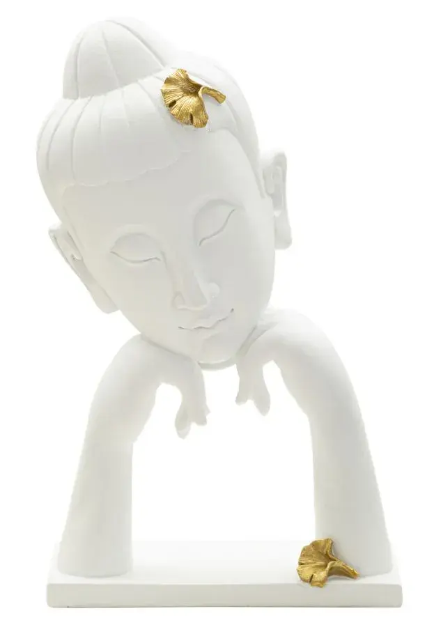 Dekorace na stůl Buddha B 21 cm bílá/zlatá