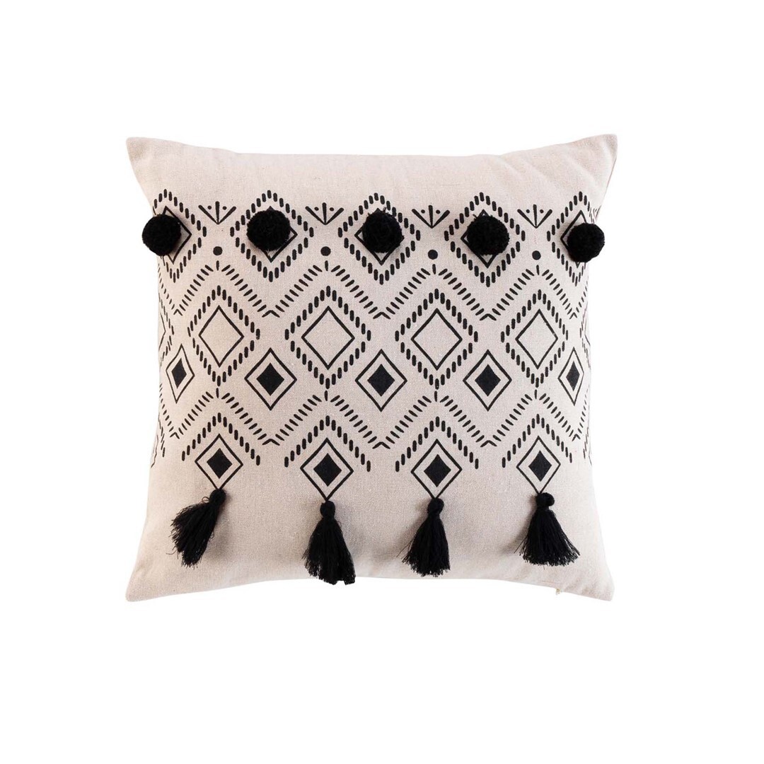 Dekorativní polštář NALIKA 40 cm krémová/černá