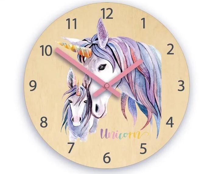 Dětské nástěnné hodiny Ami Jednorožec 30 cm vícebarevné II