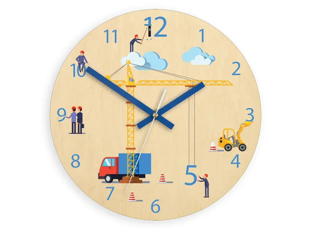 Dětské nástěnné hodiny Ami Staveniště 30 cm vícebarevné