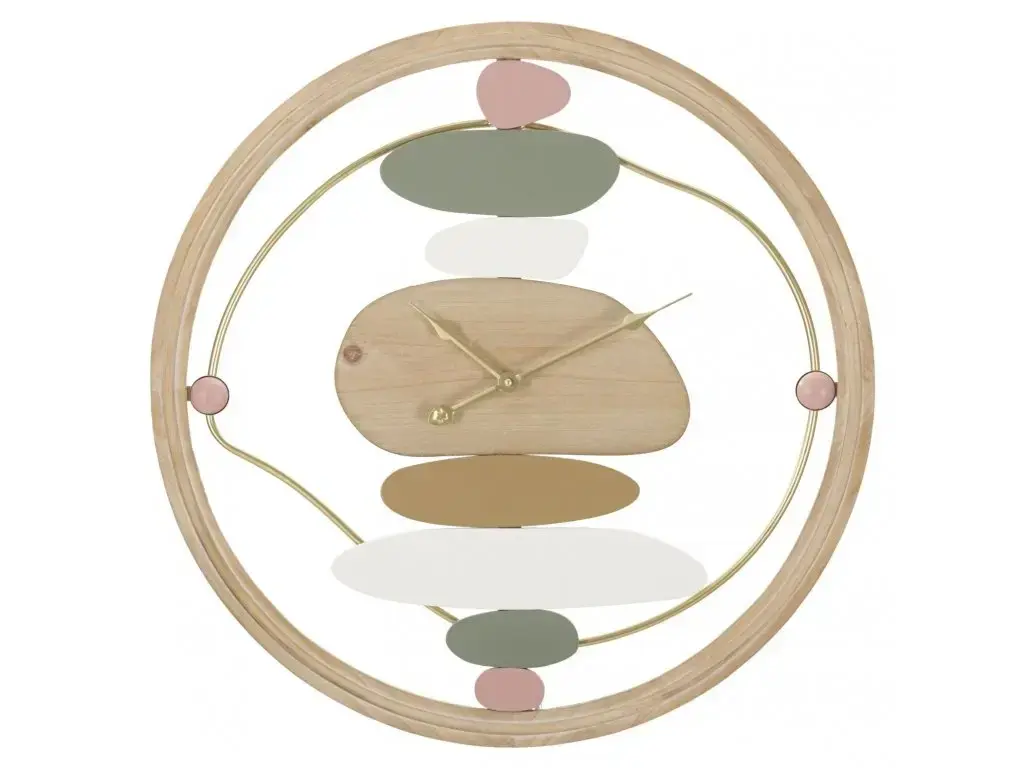 Dřevěné nástěnné hodiny Colorful 57 cm hnědé/vícebarevné