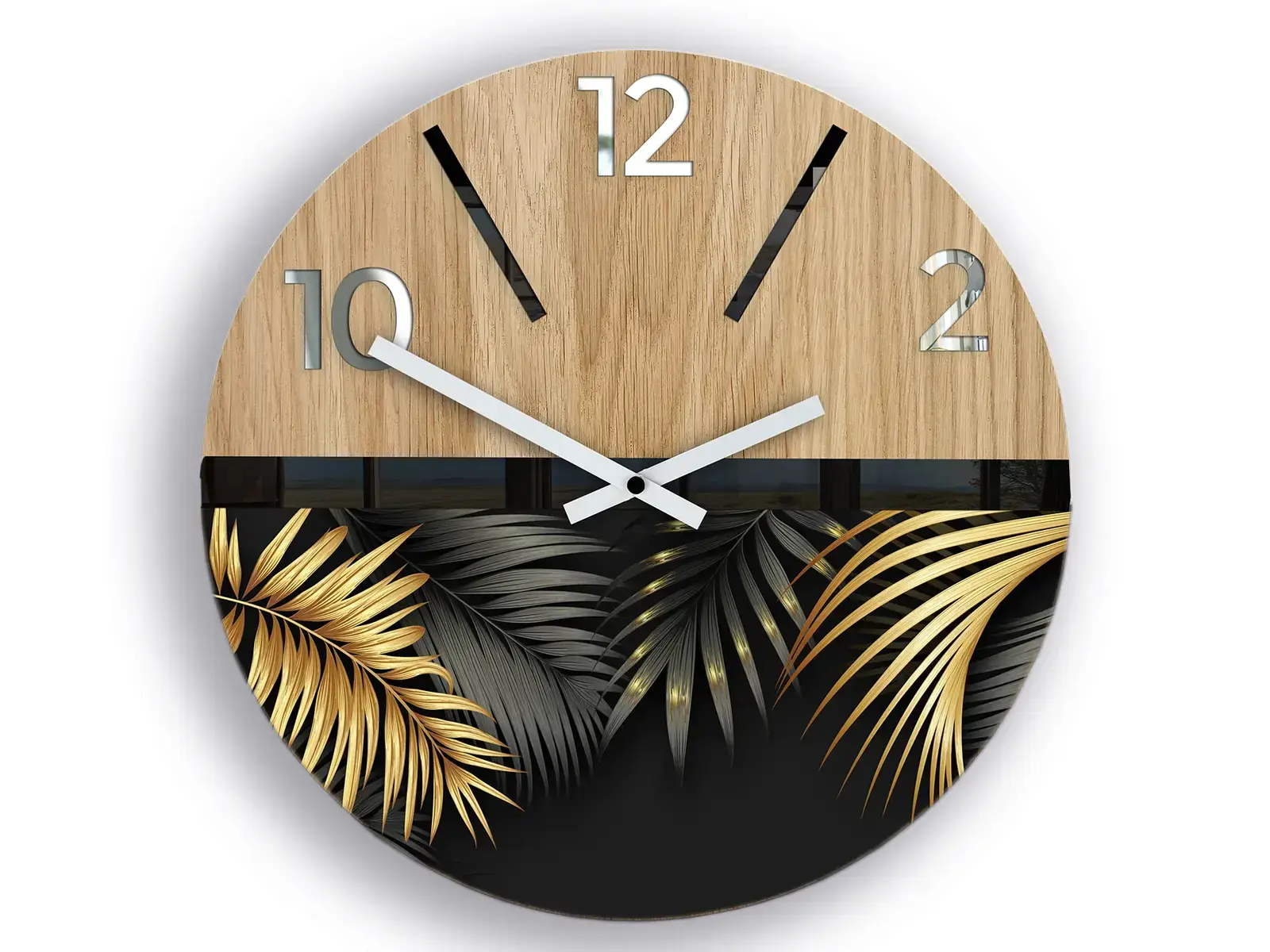 Dřevěné nástěnné hodiny Golden 33 cm dub přírodní/zlaté