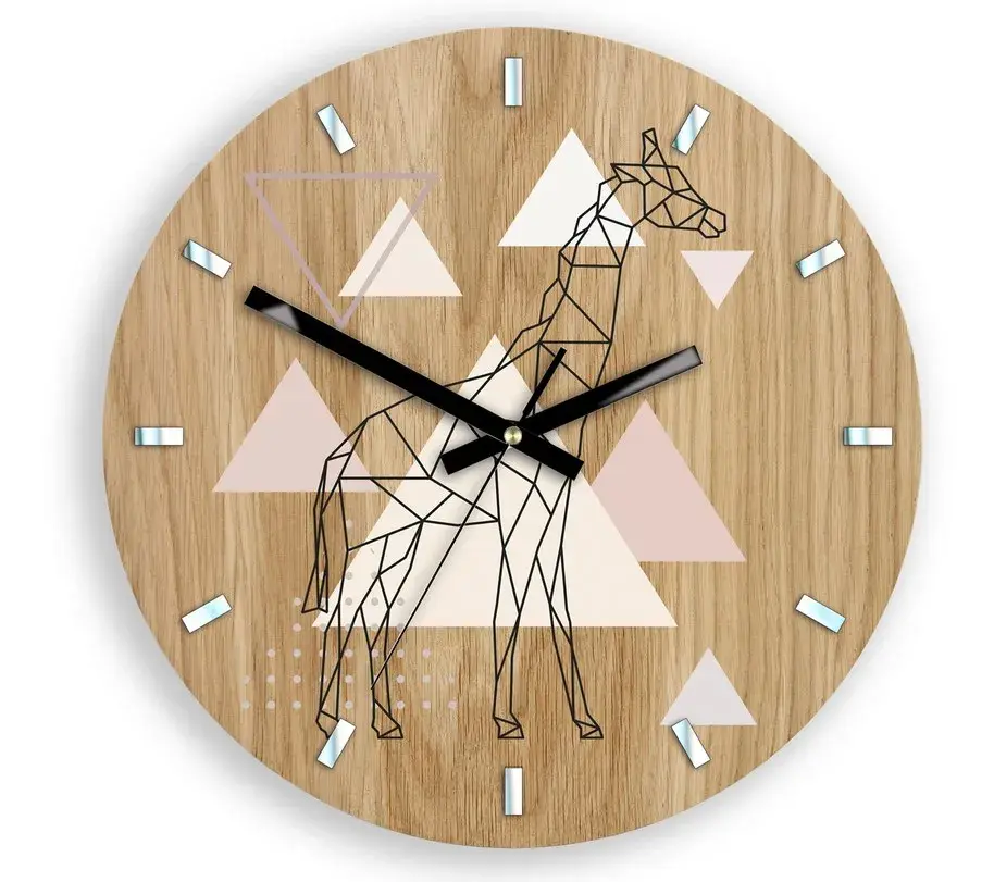 Dřevěné nástěnné hodiny Žirafa 33 cm dub přírodní