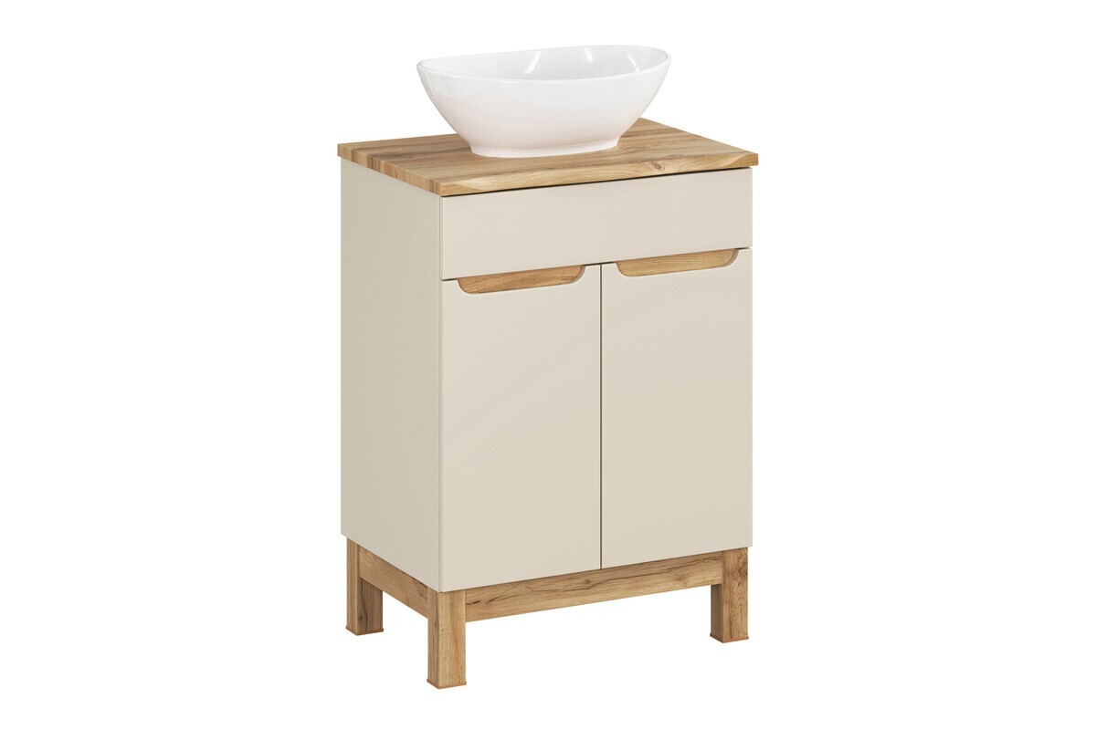 Koupelnová skříňka Bali Nature Lola s deskou a umyvadlem 60 cm kašmírová/dub wotan