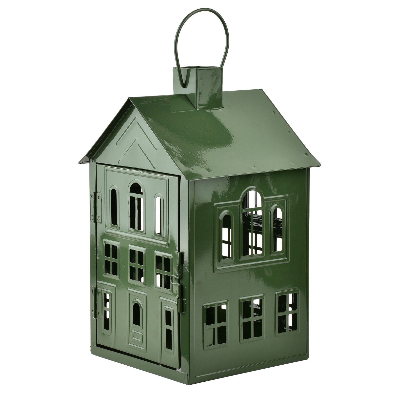 Kovová lucerna Roger 20,3x20x33,8 cm zelená