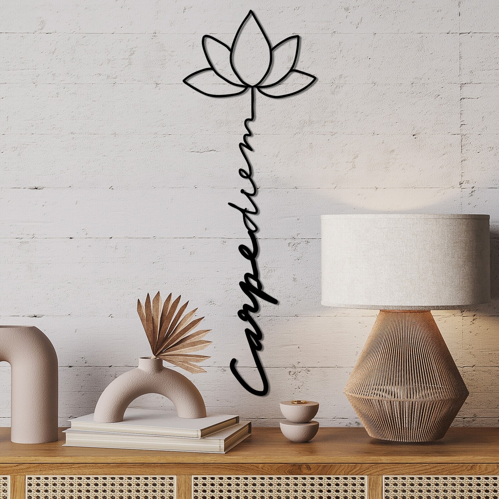 Nástěnná kovová dekorace Carpe Diem 4 černá