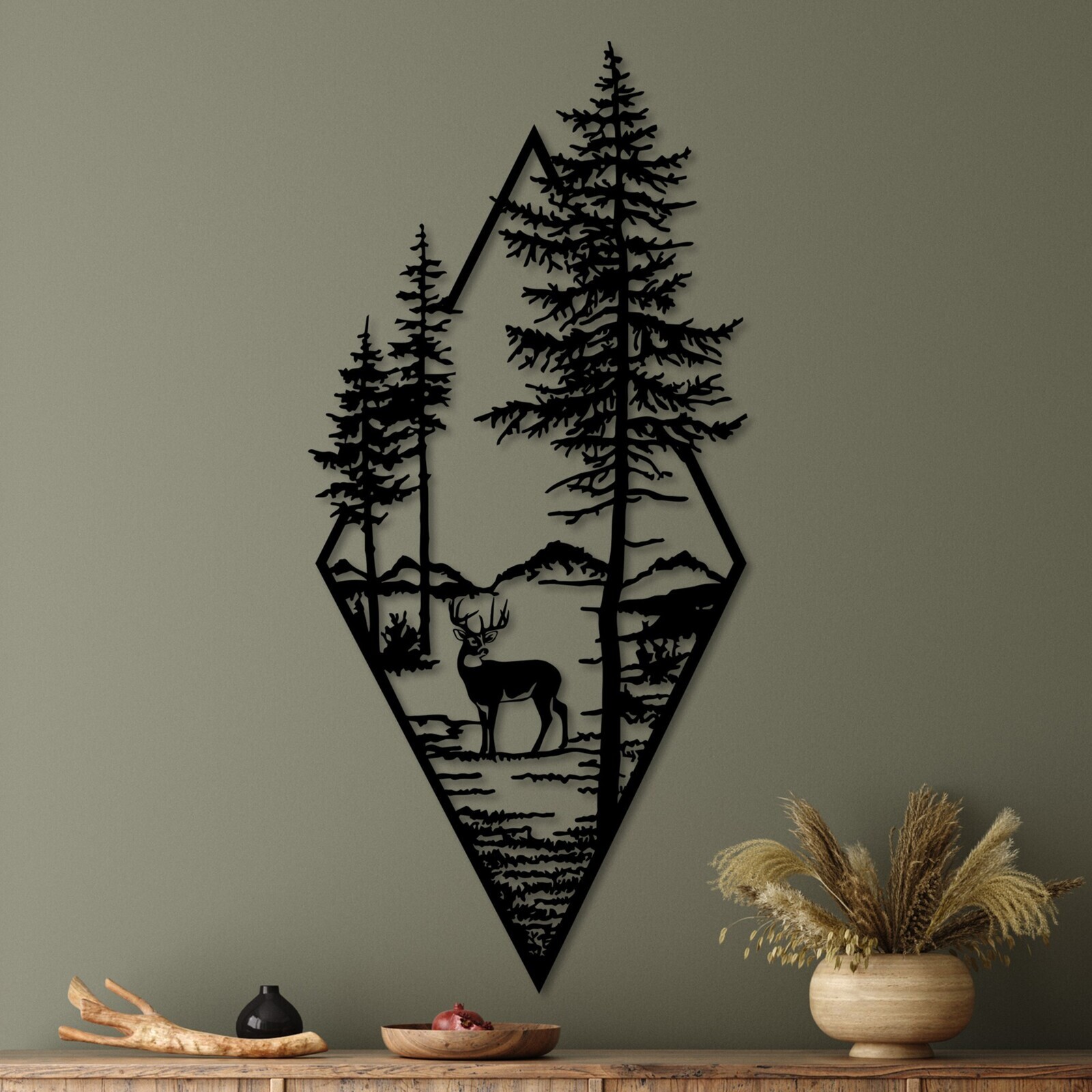 Nástěnná kovová dekorace Deer I. černá