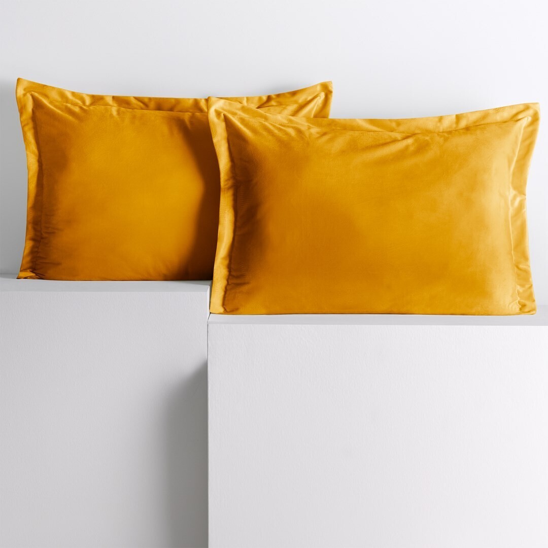 Obliečky na vankúše AmeliaHome Velvet Side Si horčicové