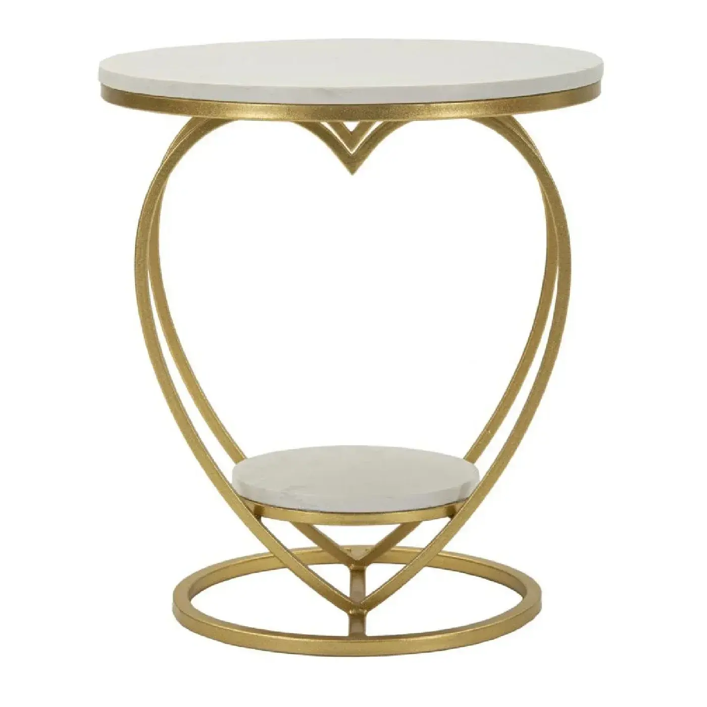 Odkládací stolek Heart 40 cm zlatý/bílý mramor