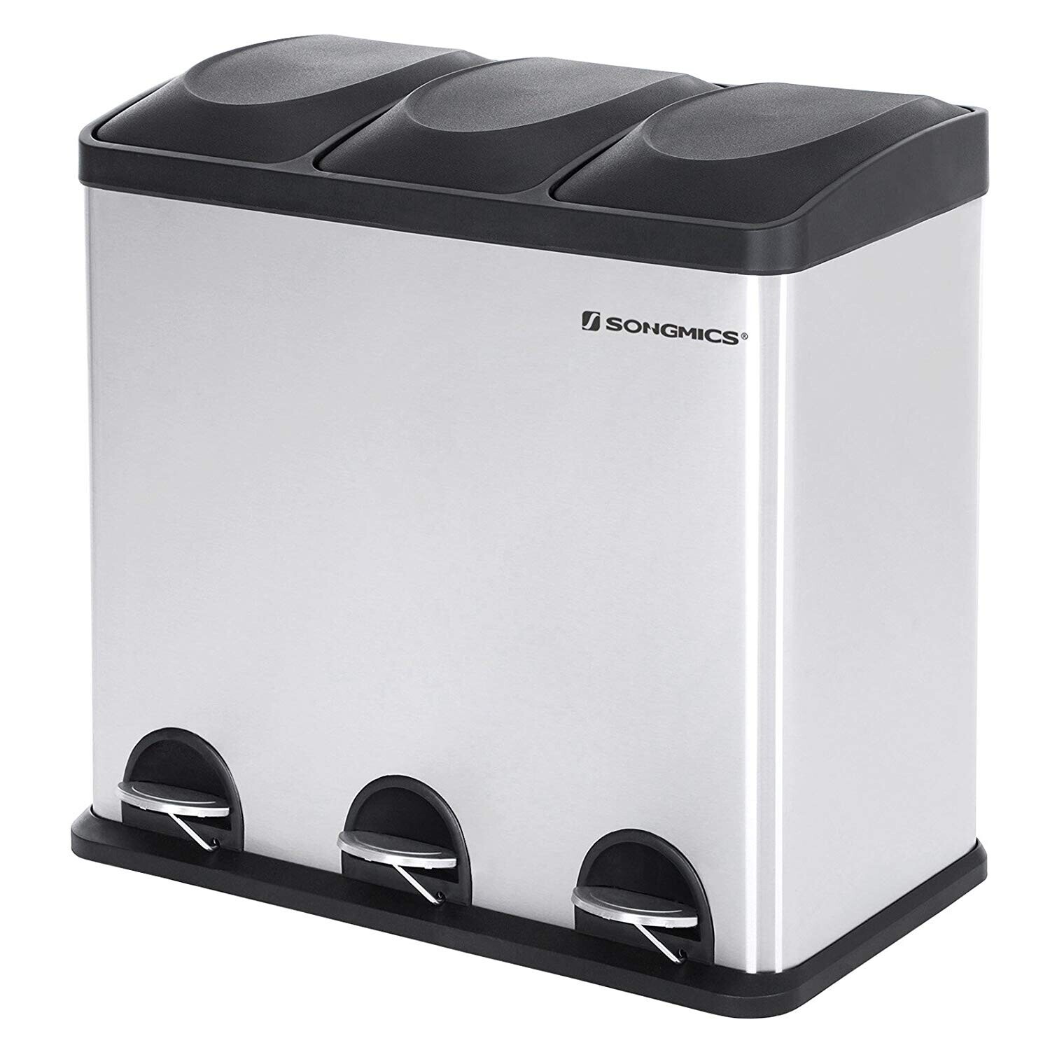 Odpadkový kôš 3 x 18 l strieborno-čierny