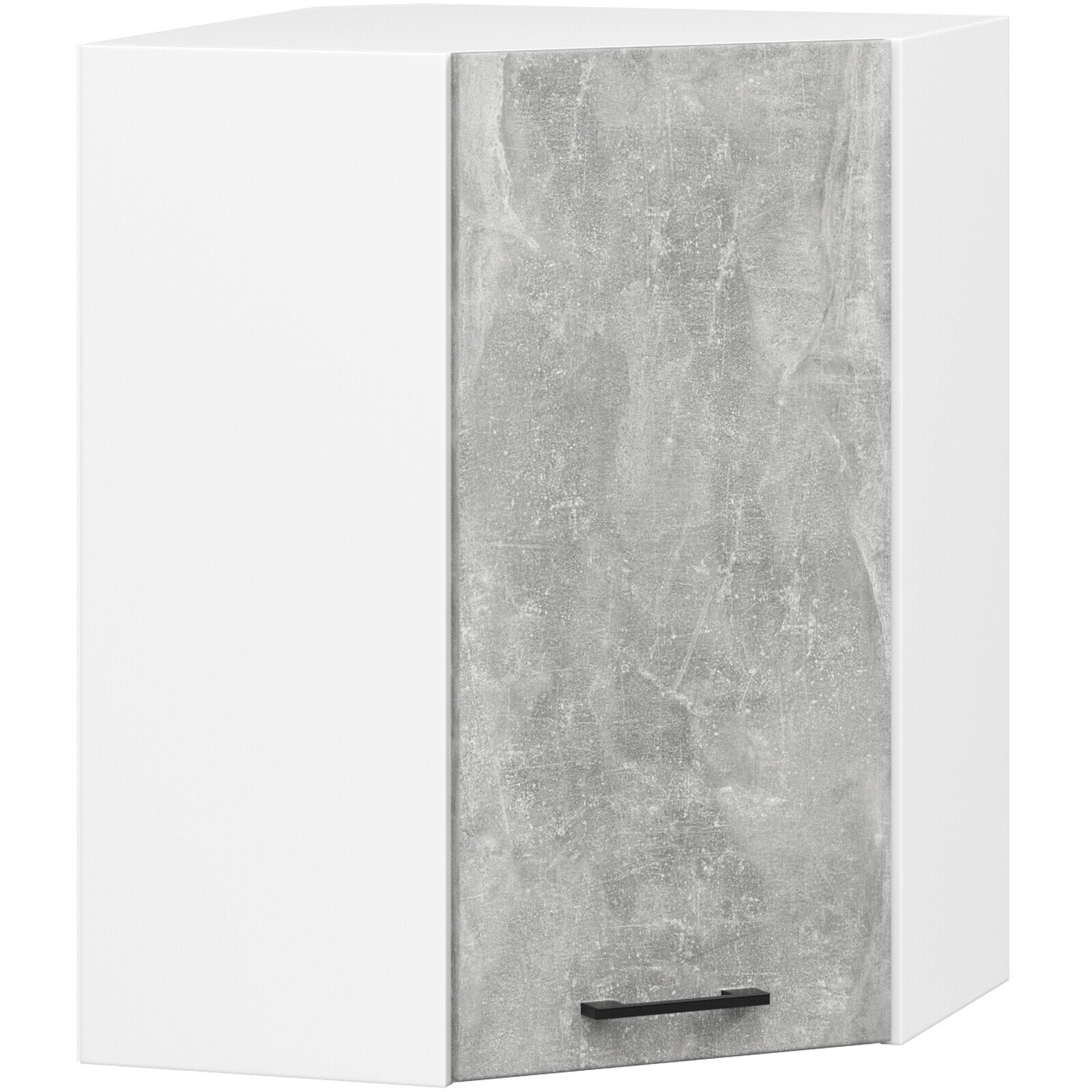 Rohová závěsná kuchyňská skříňka Olivie 60X72 cm bílá/beton