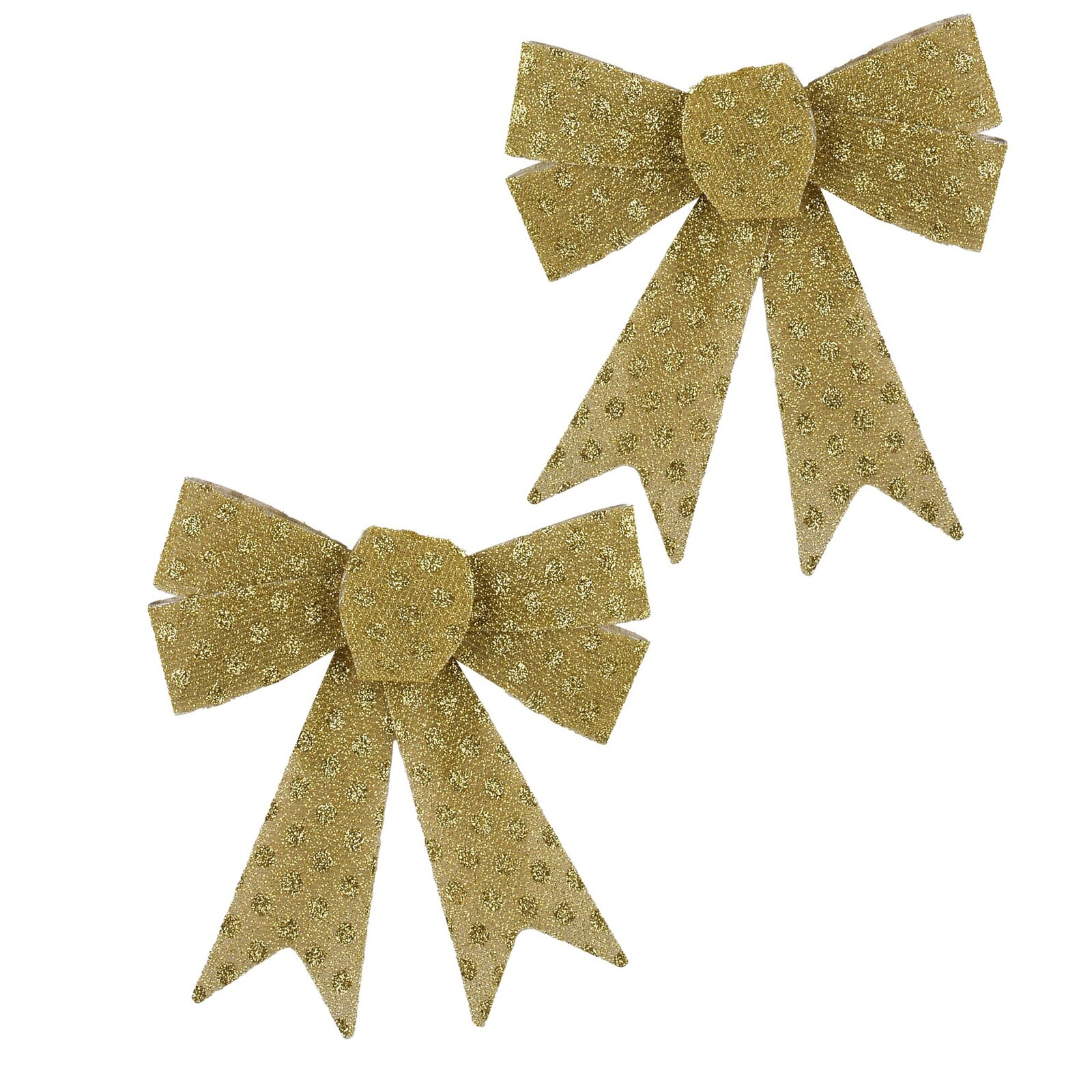 Sada 2 ks vánočních dekorativních mašlí Santa Lila 15x15,5 cm zlatá