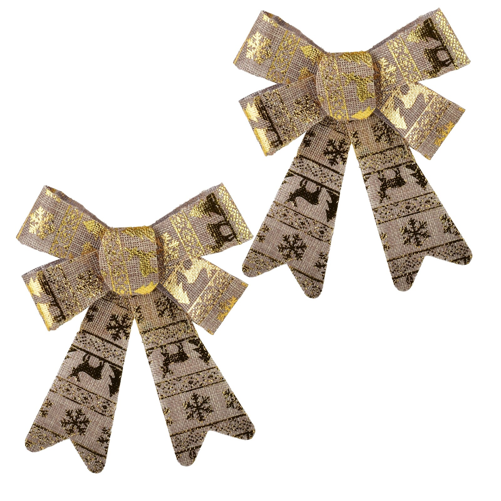 Sada 2 ks vánočních dekorativních mašlí Santa Lila Koka 18x15 cm hnědá