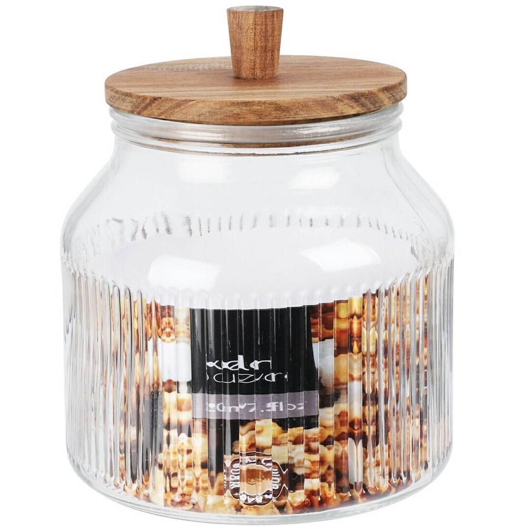 Skleněná dóza na potraviny SOUR 2200 ml čirá/akácie