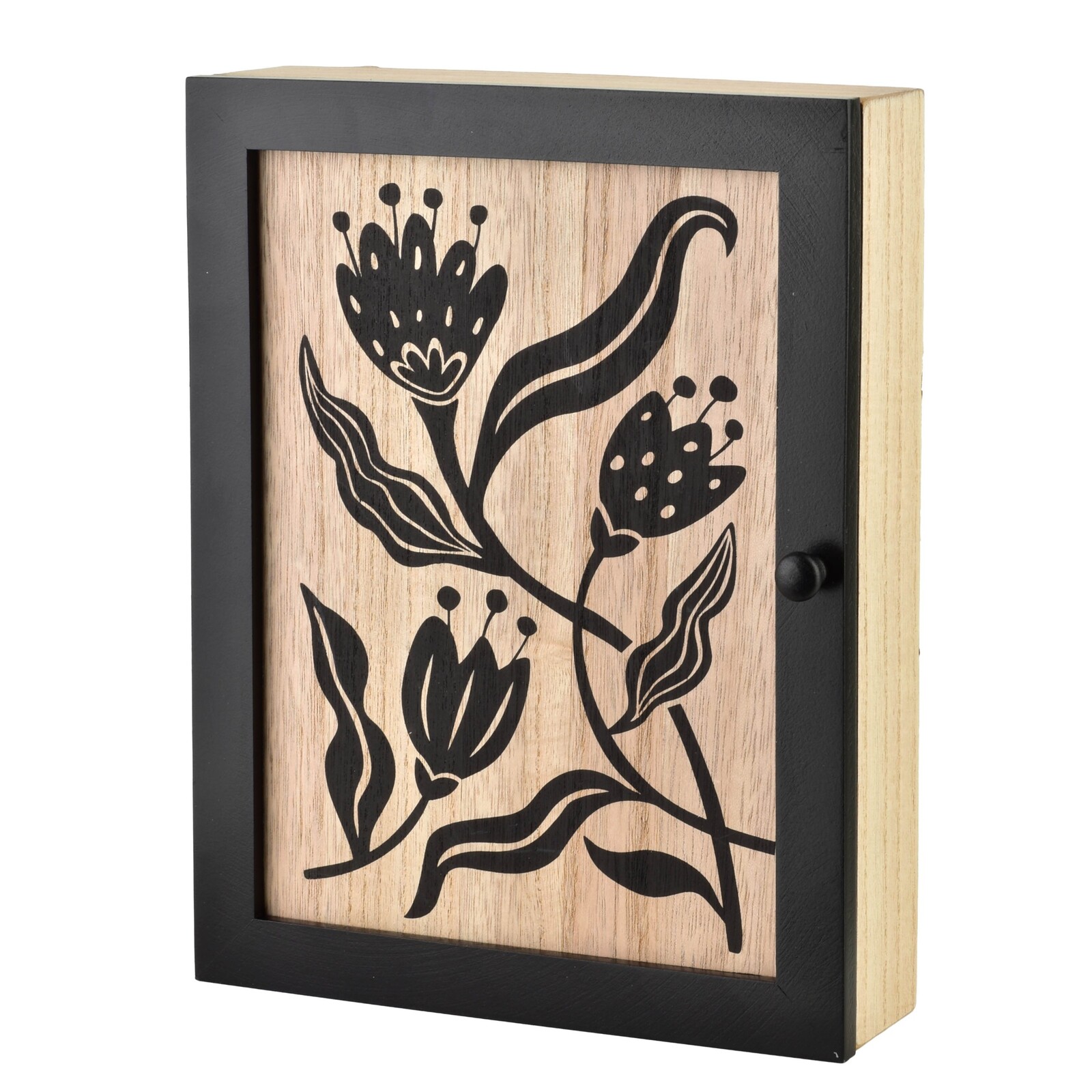 Skříňka na klíče STACY Bloom 26x20 cm černá/hnědá