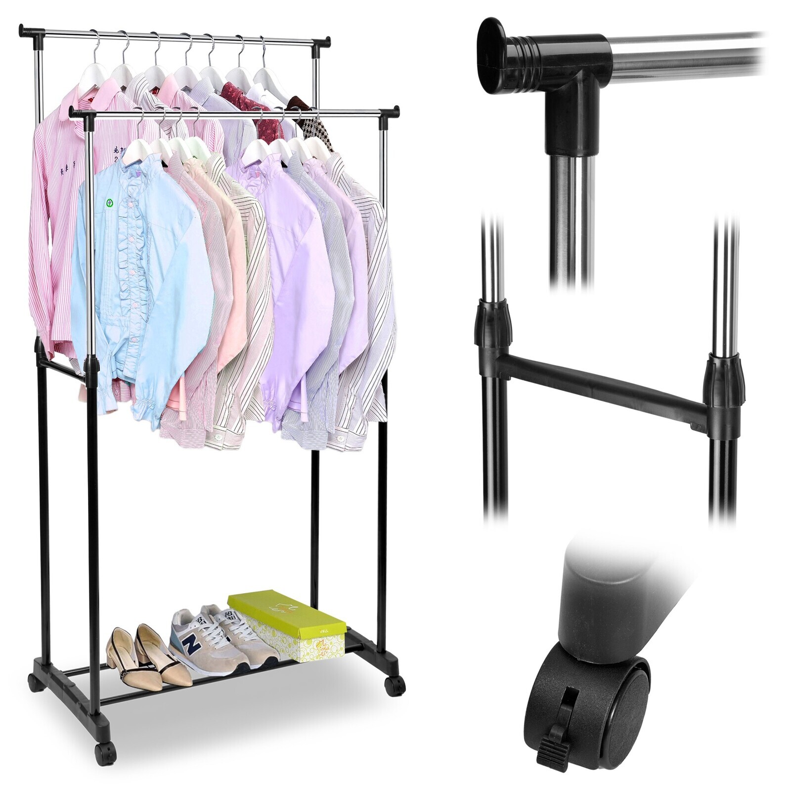 Stojan na pblečení WALERIA černý/stříbrný