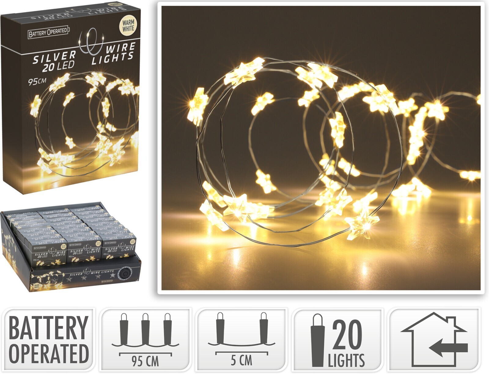 Světelný řetěz Kaiden 95 cm teplý bílý