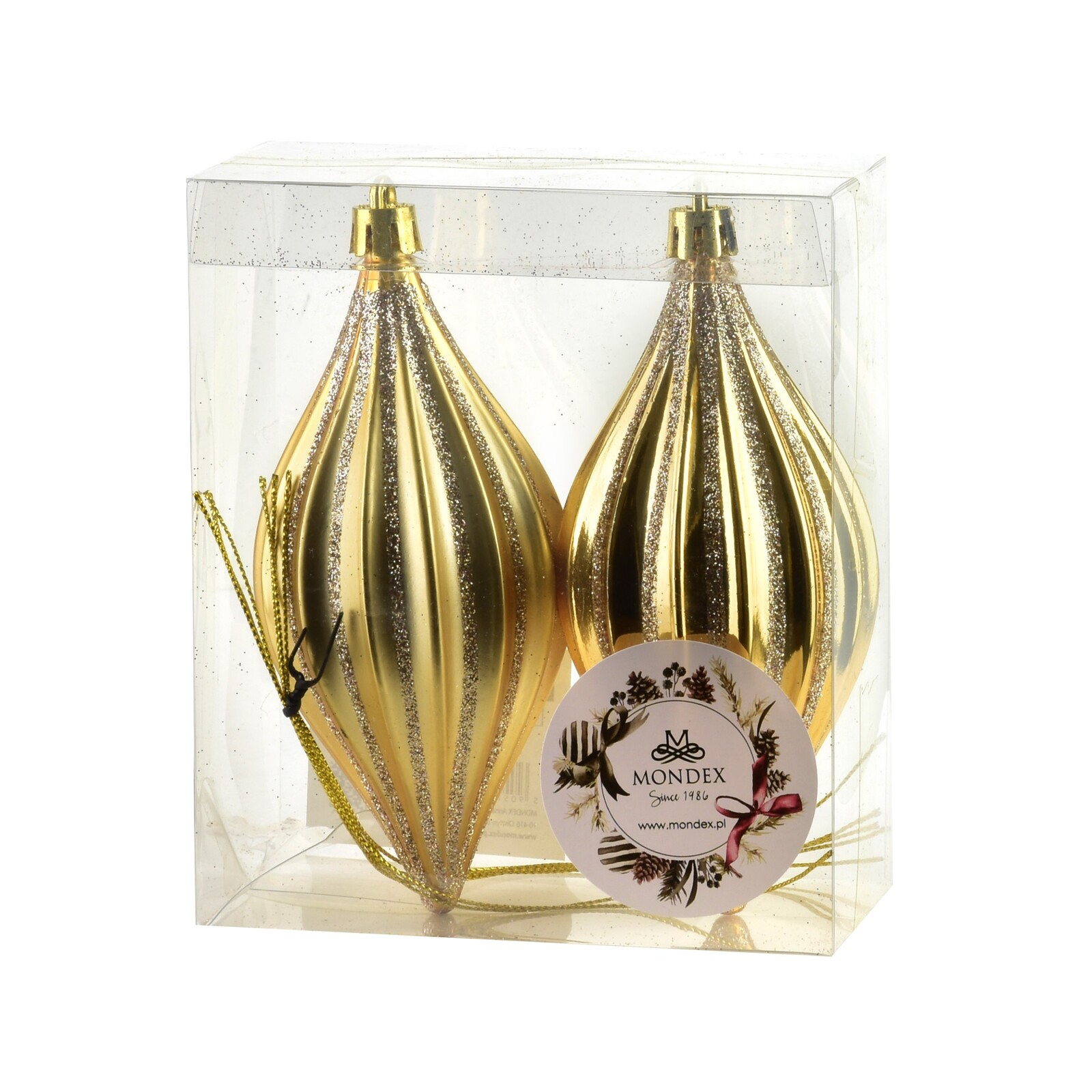 Vánoční sada 2 ks závěsných šišek SANTA LILA II 17 cm zlatá