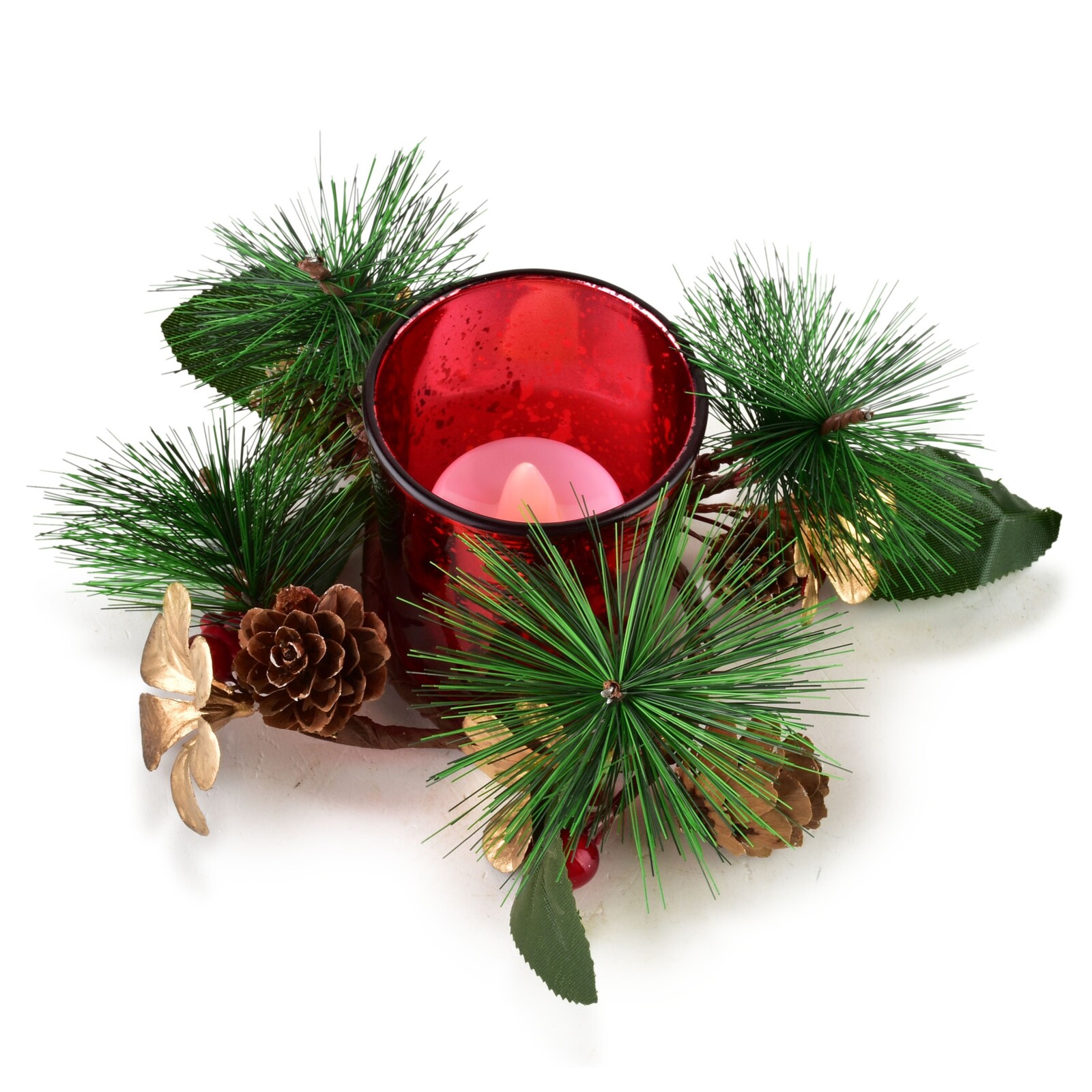 Vánoční svícen s LED vložkou SANTA LILA Noella červený