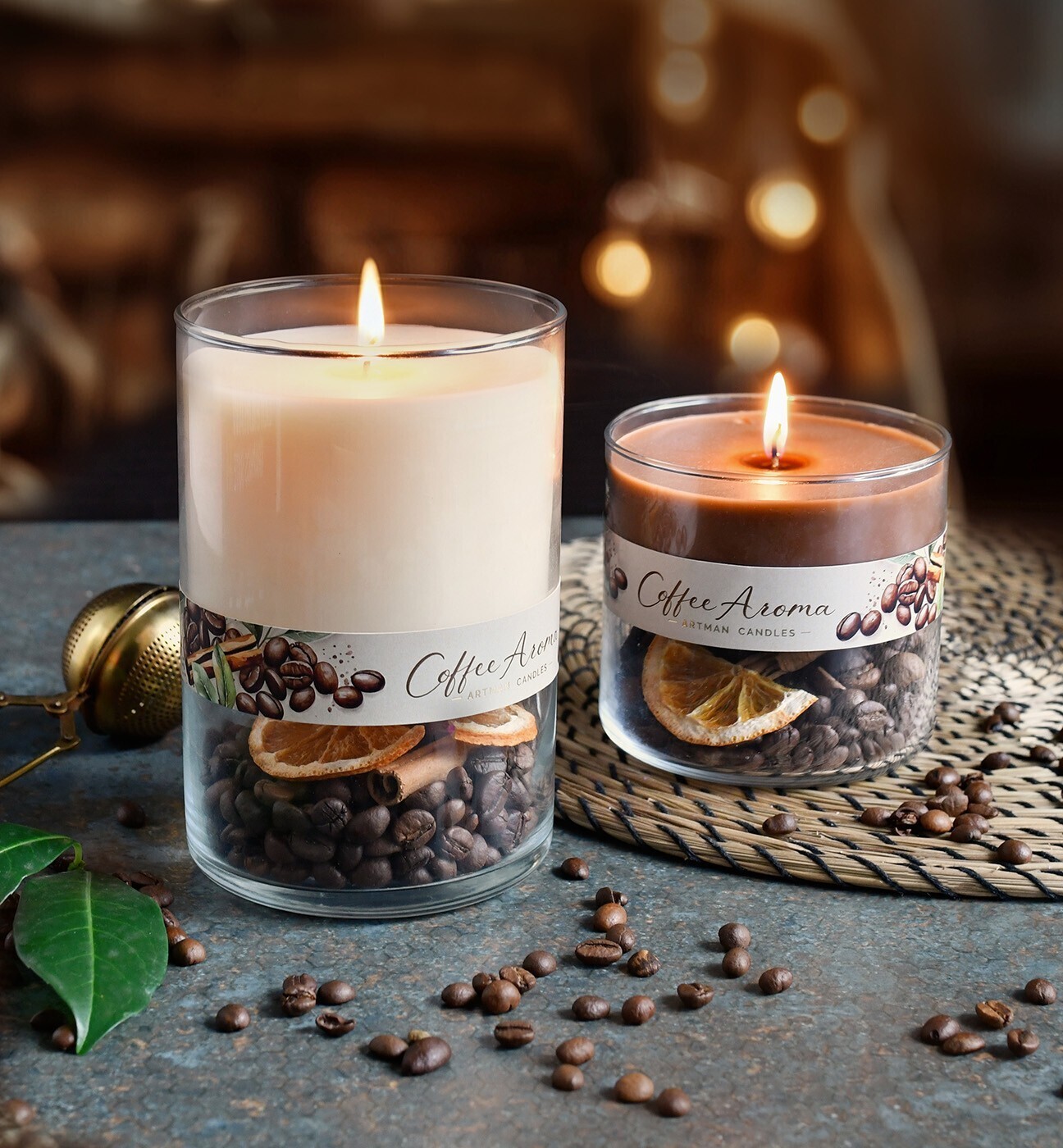 Vonná svíčka Duo Coffee 9 cm hnědá