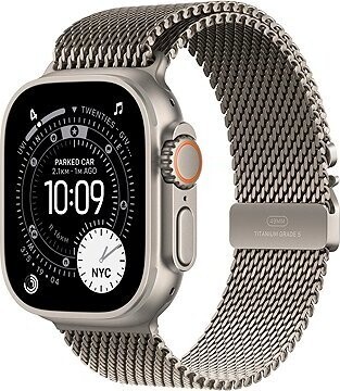 Apple Watch Ultra 3 49 mm Prírodný titán s prírodným titánovým milánskym ťahom – M