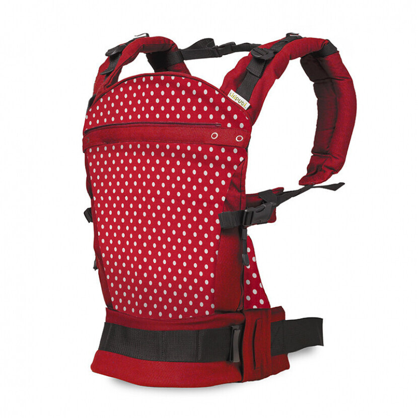 Detské nosítko Liliputi Buckle Rainbow Polka Dots - červené