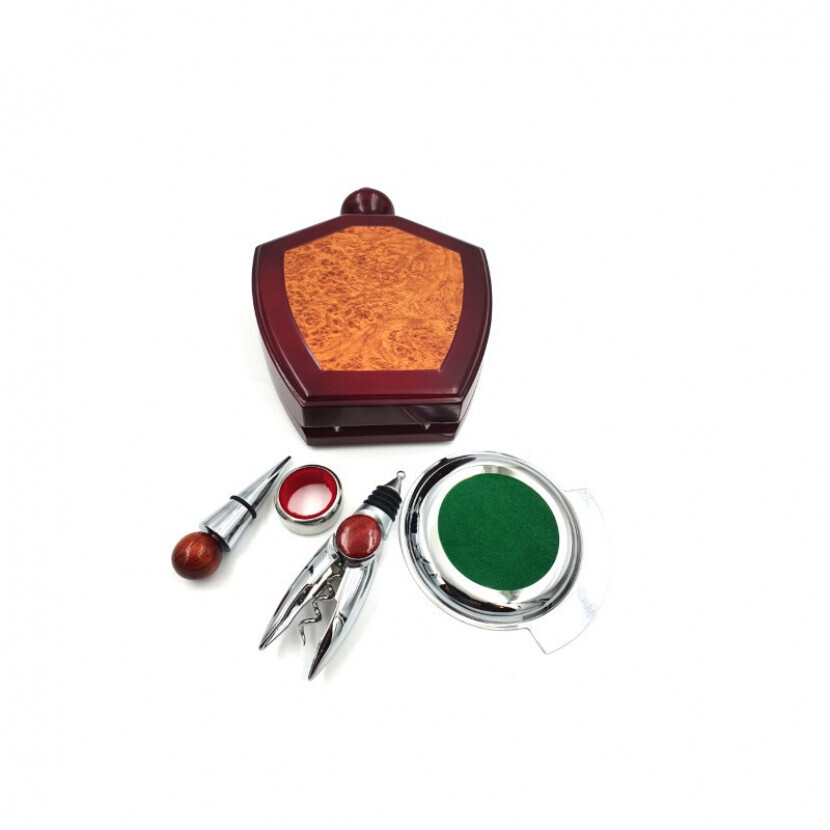 Exkluzívna 4-dielna súprava na víno v drevenej krabičke - farebná