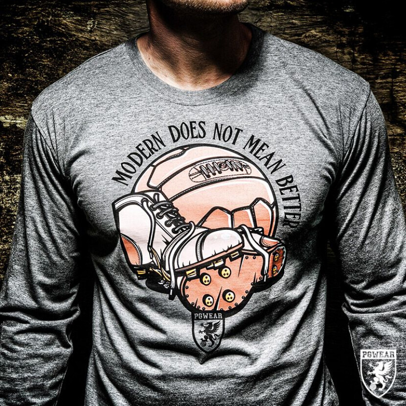 Tričko s dlhým rukávom PGwear Modern Does Not Mean Better - sivé, M