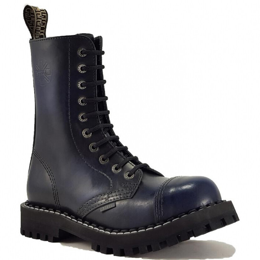 Topánky Steel 10-dierkové - modré stierané, 43