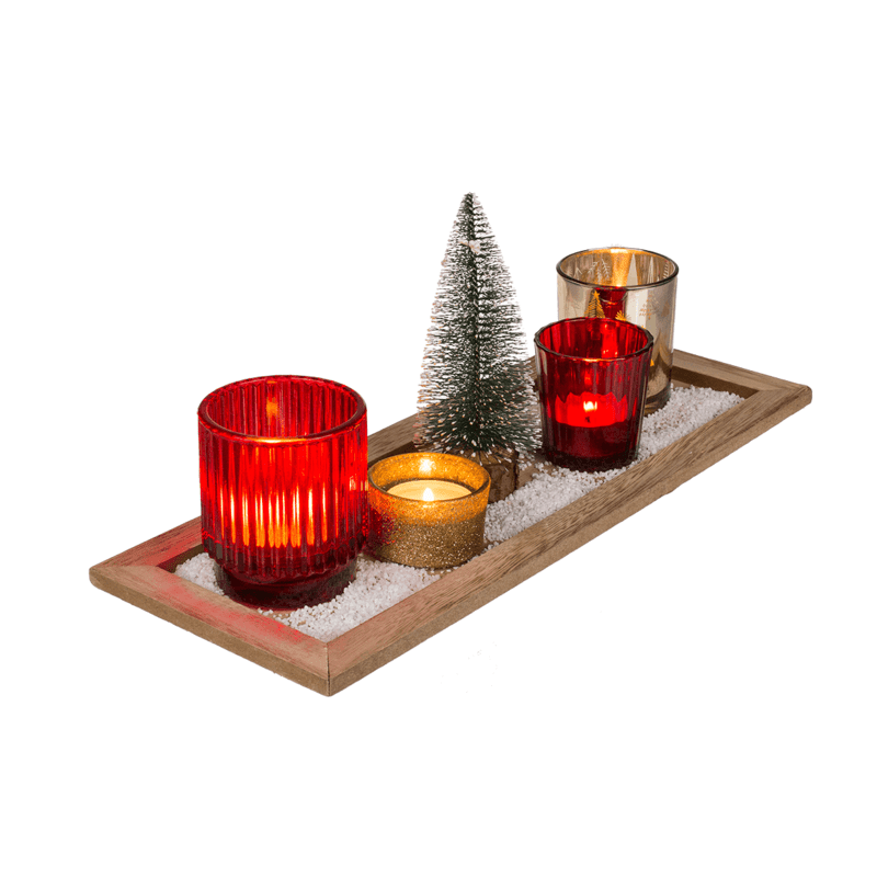 939161 Vianočná dekorácia drevený podstavec so 4 ozdobnými pohármi