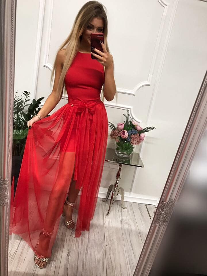 Dámske dvojdielne spoločenské šaty, v ružovej farbe