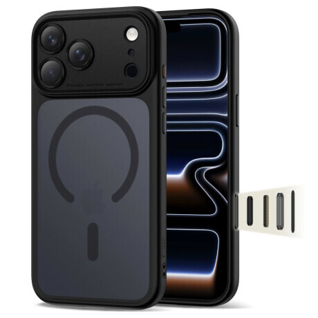 Tech-Protect MagPeak MagSafe CC kryt na iPhone 17 Pro, matný čierny