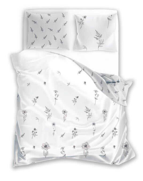 Bavlněné povlečení Letní sen 020 140x200 cm + 70x90 cm bílé/šedé