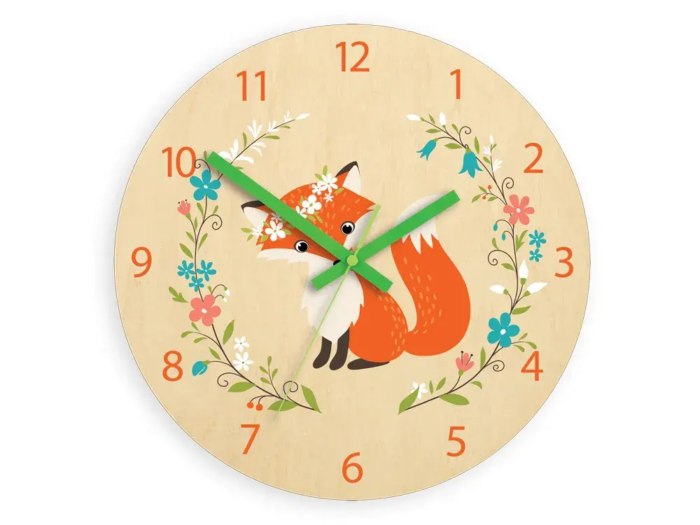 Dětské nástěnné hodiny Ami Liška s květy 30 cm vícebarevné