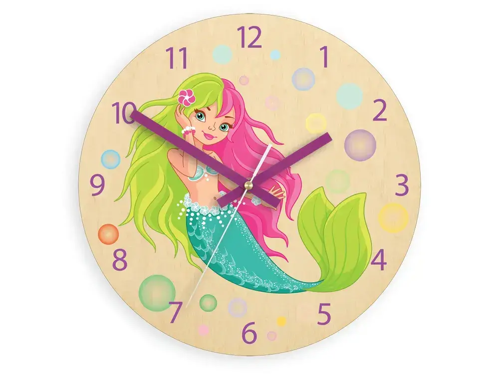 Dětské nástěnné hodiny Ami Mořská panna 30 cm vícebarevné