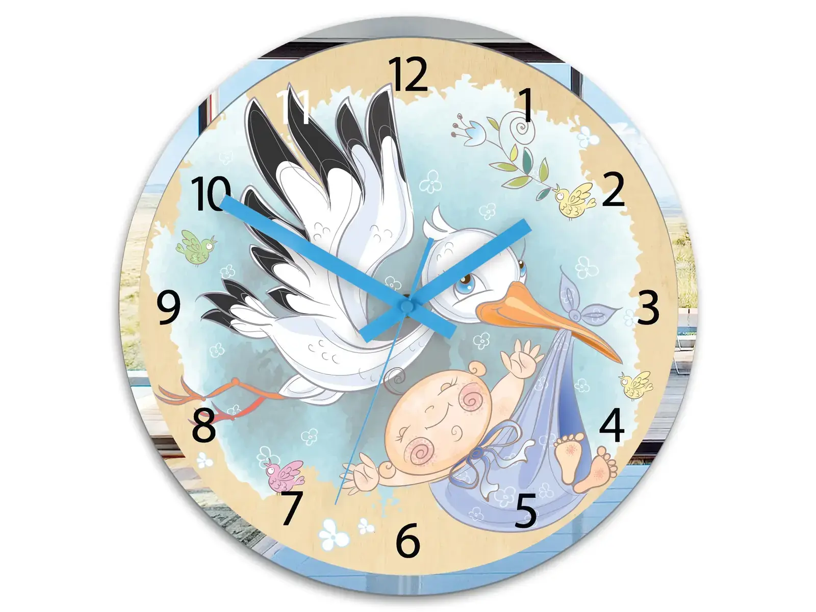 Dětské nástěnné hodiny Mirro Čáp 30 cm vícebarevné