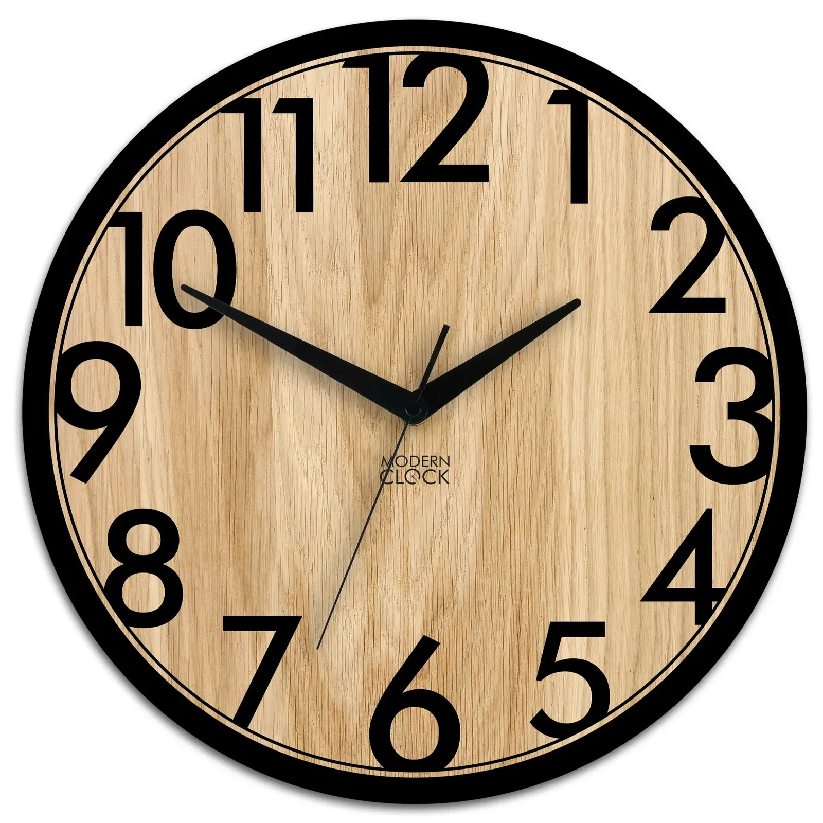 Dřevěné nástěnné hodiny Focus 33 cm dub přírodní/černé