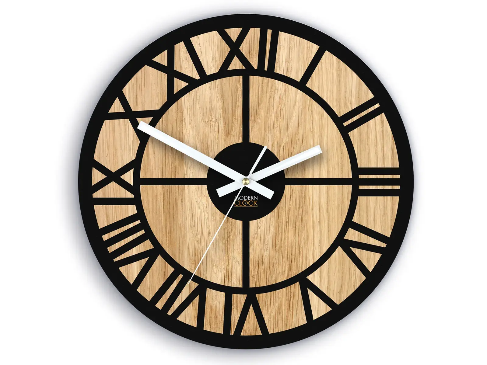 Dřevěné nástěnné hodiny Oslo 33 cm dub přírodní/černé
