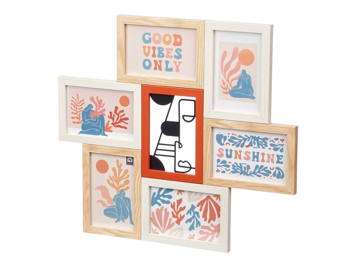 Fotorámeček na 6 fotografií HUIT červený/béžový/bílý