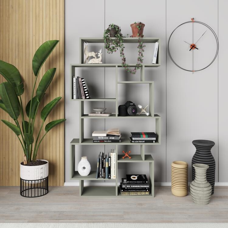 Knižnica Houseland KARMATO sivo-zelená