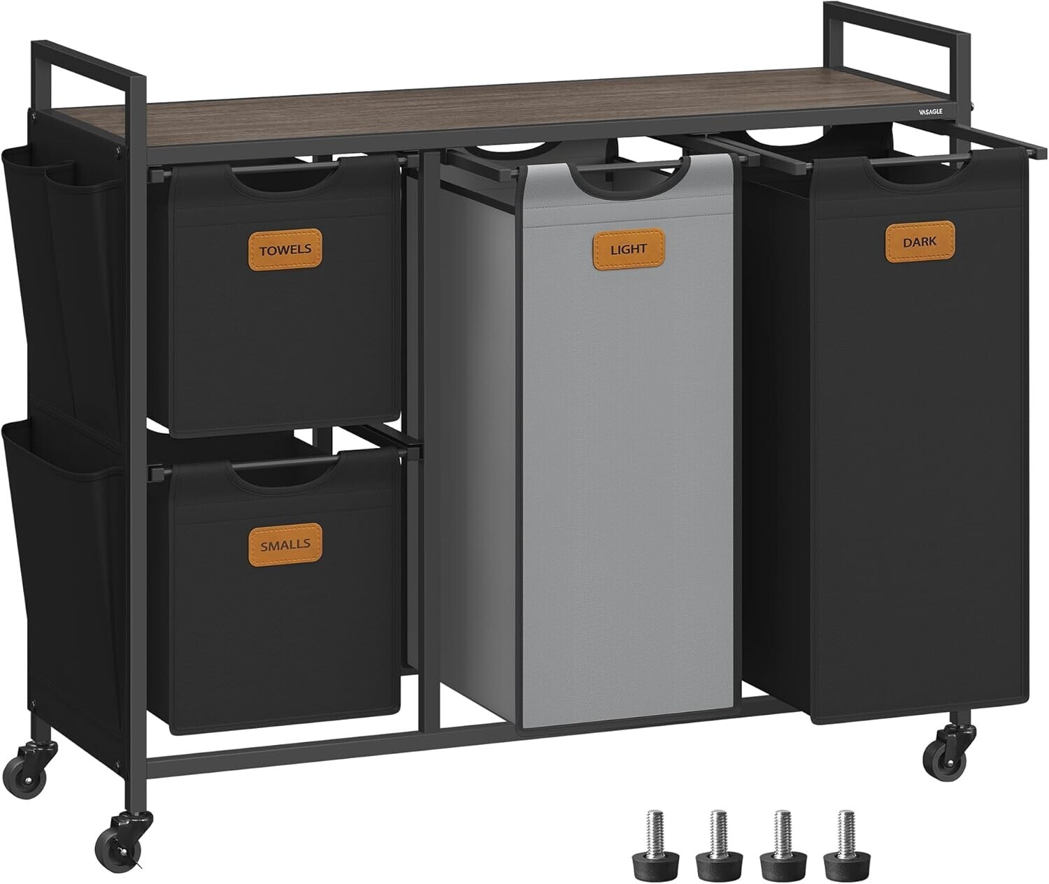 Koš na prádlo Vasagle Males 150 l černý/šedý/hnědý