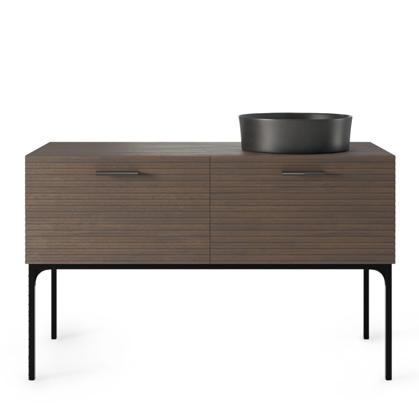 Koupelnová skříňka La Purete 120 cm s umyvadlem z masivu ořech/černá