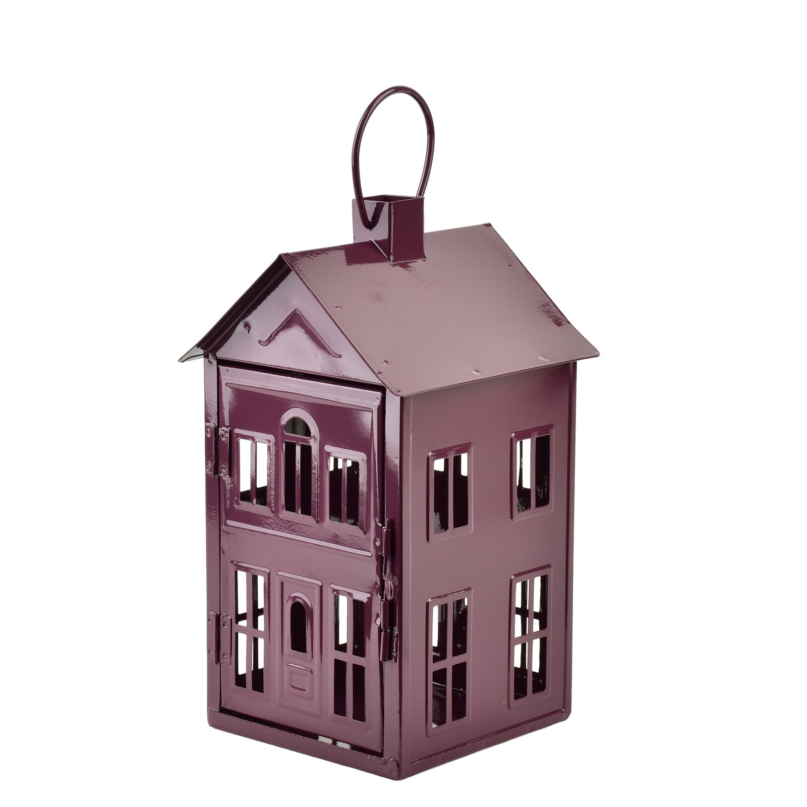 Kovová lucerna Roger 14,8x14,3x26,8 cm fialová