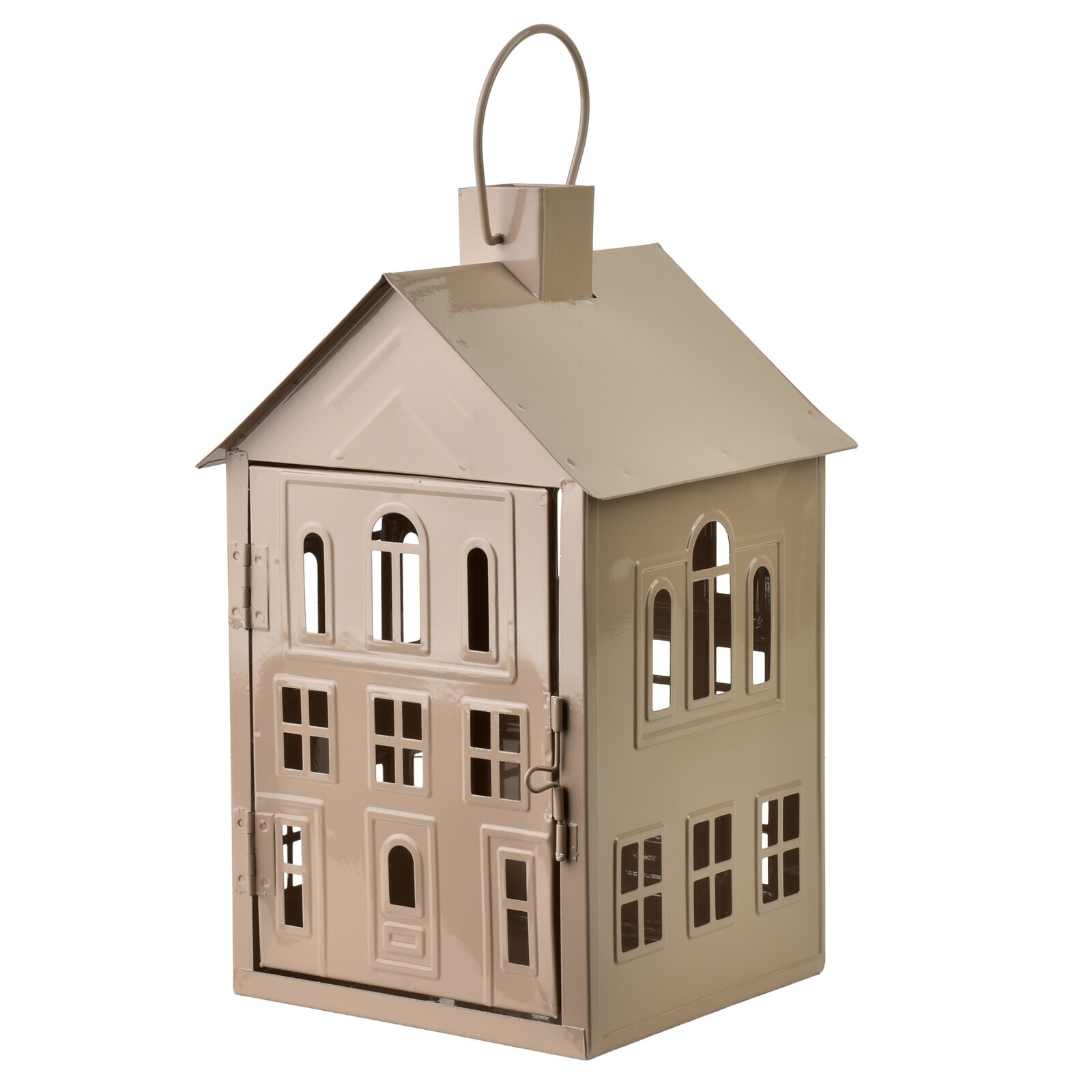 Kovová lucerna Roger 20,3x20x33,8 cm béžová