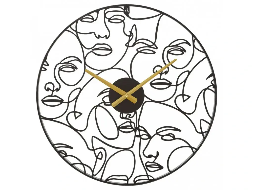 Kovové nástěnné hodiny Faces 50 cm černé