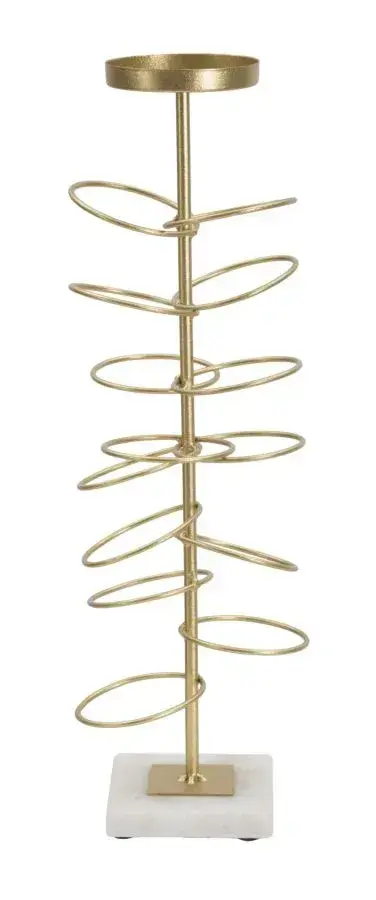 Kovový svícen Rings 46 cm zlatý/mramor