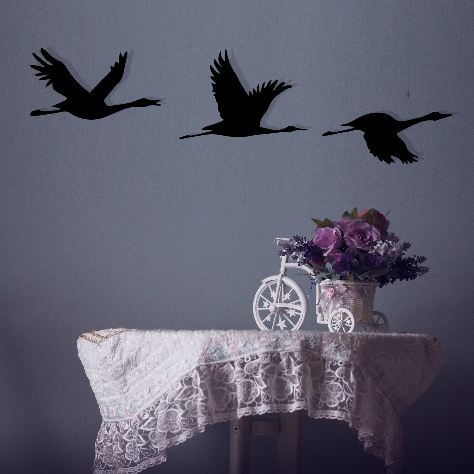 Nástěnná kovová dekorace Mallard černá