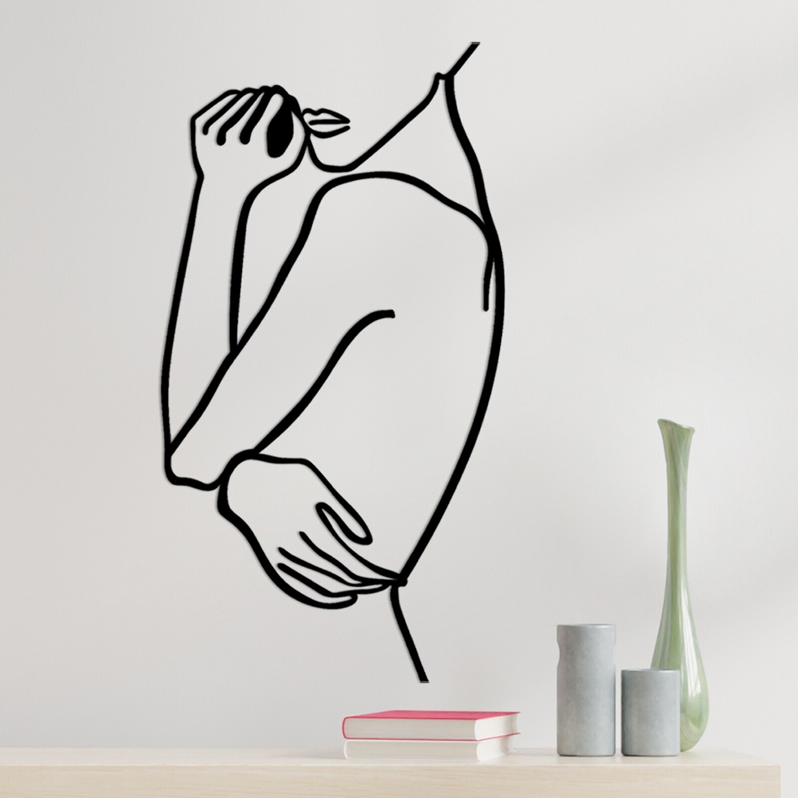 Nástěnná kovová dekorace Woman 2 černá